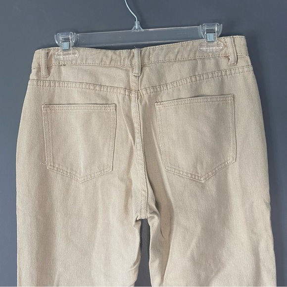 90s Inspired Beige Denim Gold SK Pants Relaxed Fit Straight Leg Minimalist - Picture 7 of 13